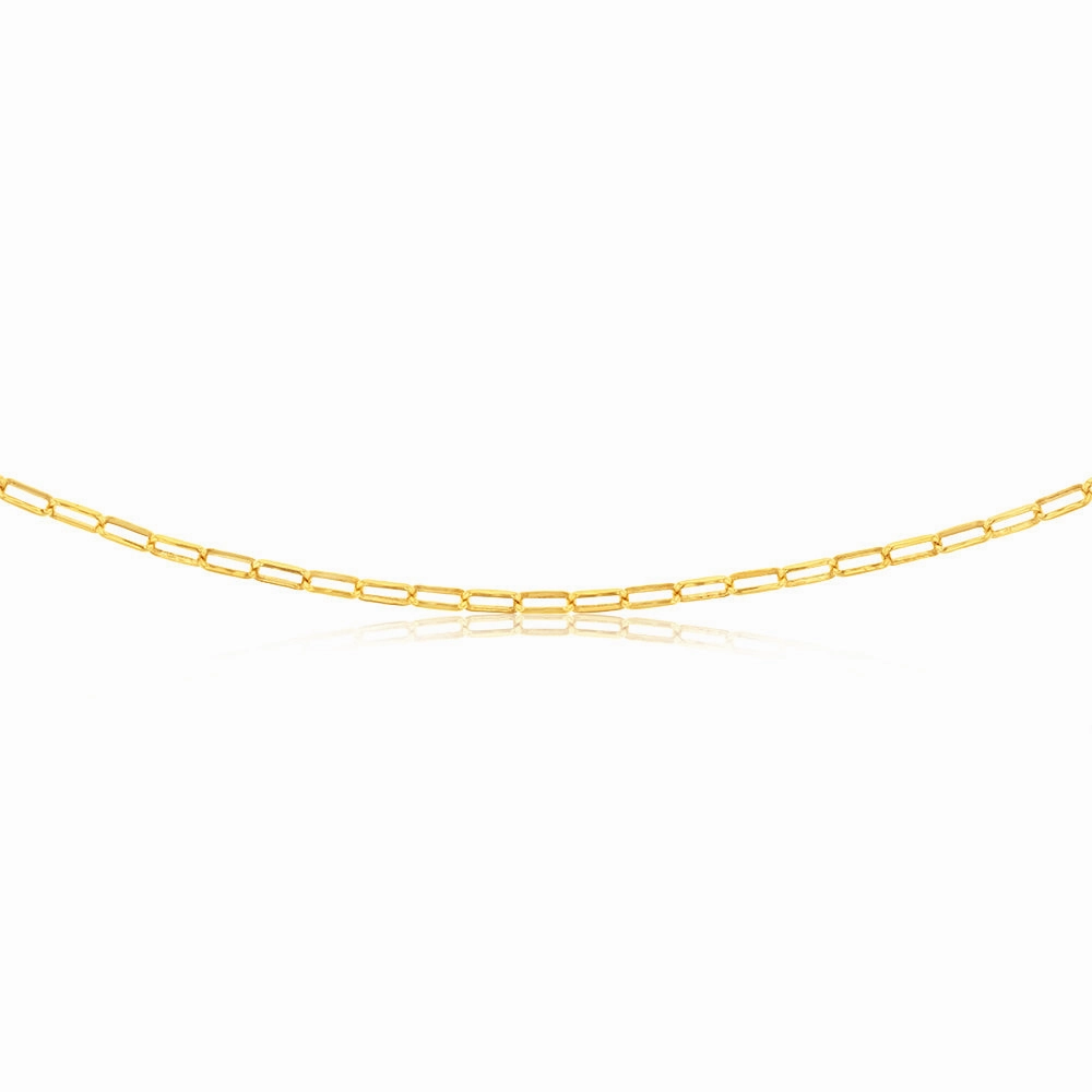 9ct Yellow Gold Silverfilled Small Paperclip 60cm Chain