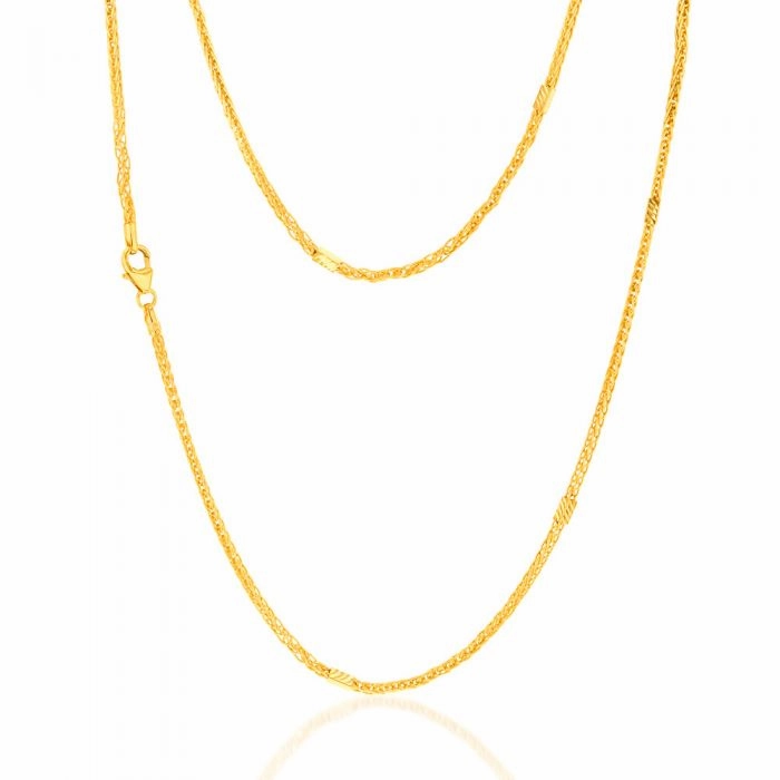 9ct Yellow Gold Silverfilled Wheat 45cm Chain