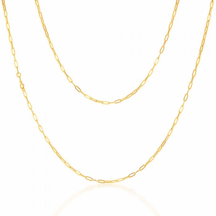 9ct Yellow Gold Small Paperclip 60cm Chain