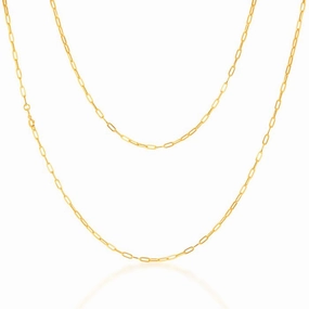 9ct Yellow Gold Small Paperclip 60cm Chain
