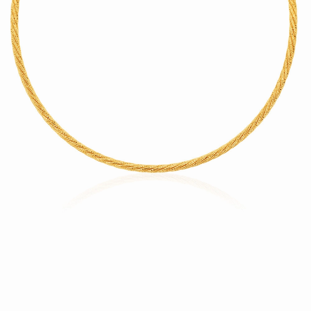 9ct Yellow Gold Sparkling Memory Omega 33 5cm Choker Chain