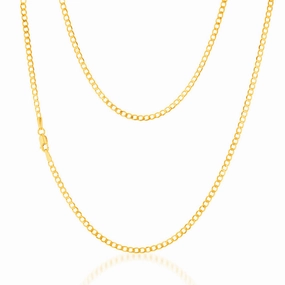 9ct Yellow Gold Superflat Light Curb 65 Gauge 45cm Chain