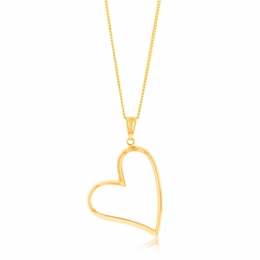 9ct Yellow Gold Tilted Open Heart Pendant