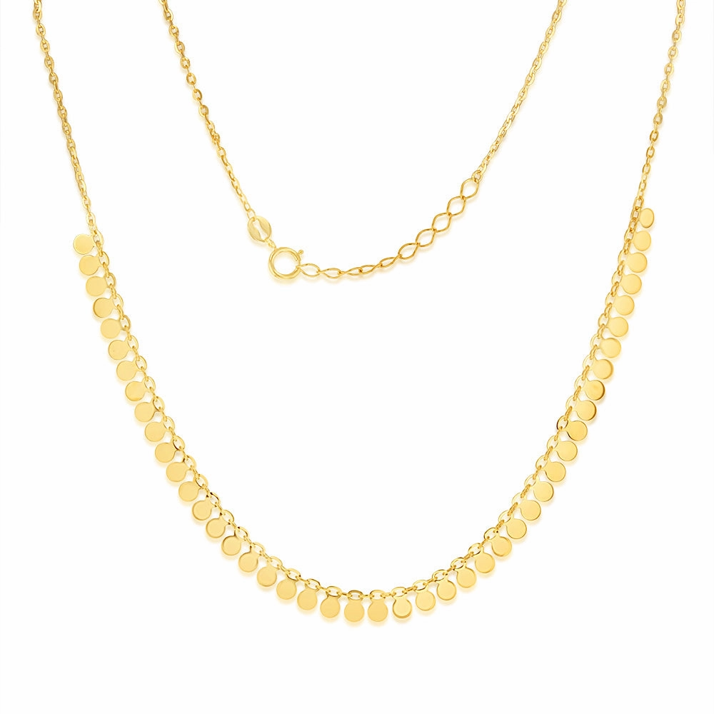 9ct Yellow Gold Tiny Disc charm 40cm Choker Chain