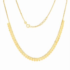 9ct Yellow Gold Tiny Disc charm 40cm Choker Chain