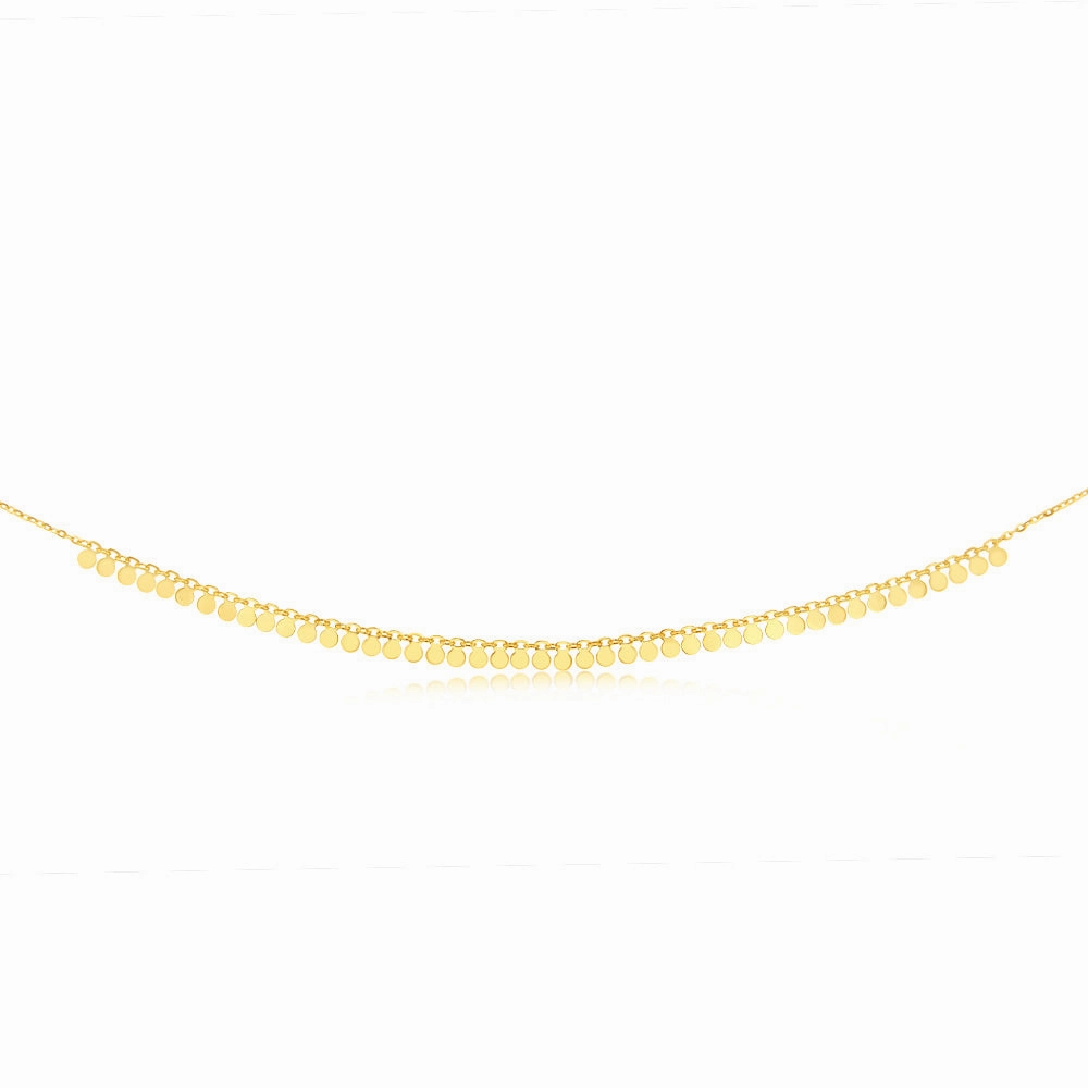9ct Yellow Gold Tiny Disc charm 40cm Choker Chain