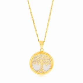 9ct Yellow Gold Tree Of Life Mother Of Pearl Pendant