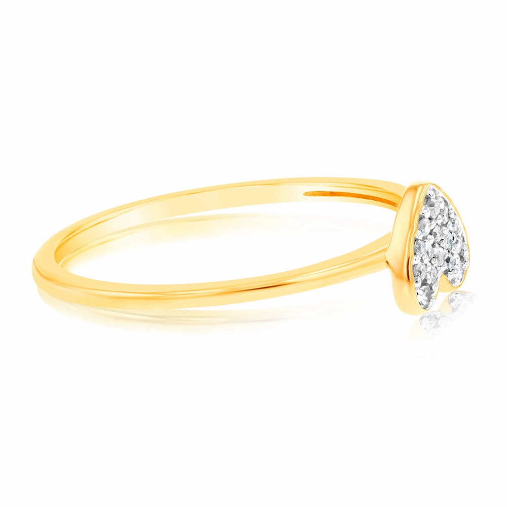 9ct Yellow Gold with 15 Brilliant Diamonds Heart Dress Ring