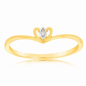 9ct Yellow Gold With 1 Brilliant Cut Diamond Ring