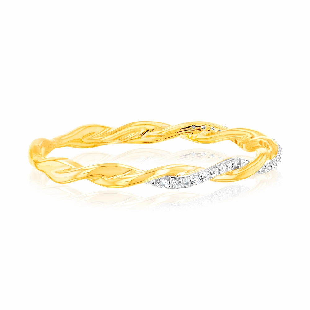 9ct Yellow Gold Wrap Around Diamond Ring with 27 Brilliant Cut Diamonds