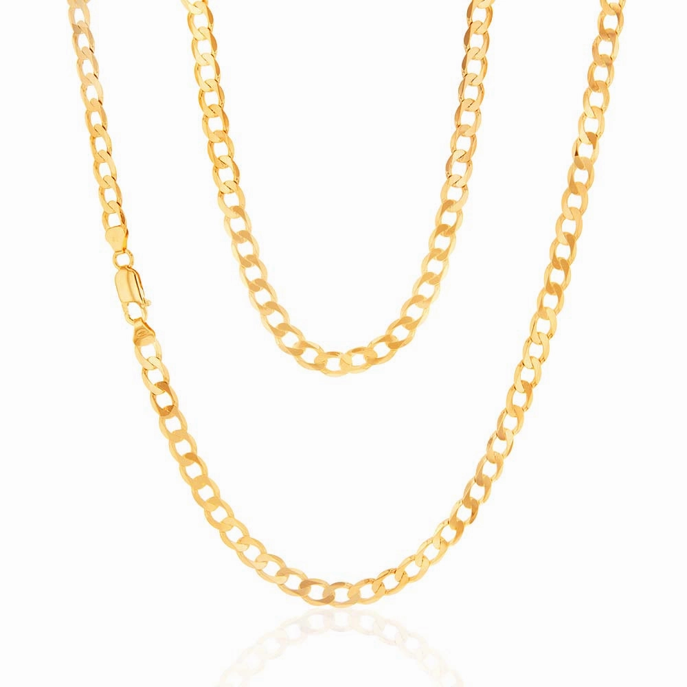 9ct Yellow Solid Gold 150 Gauge Curb 55cm Chain