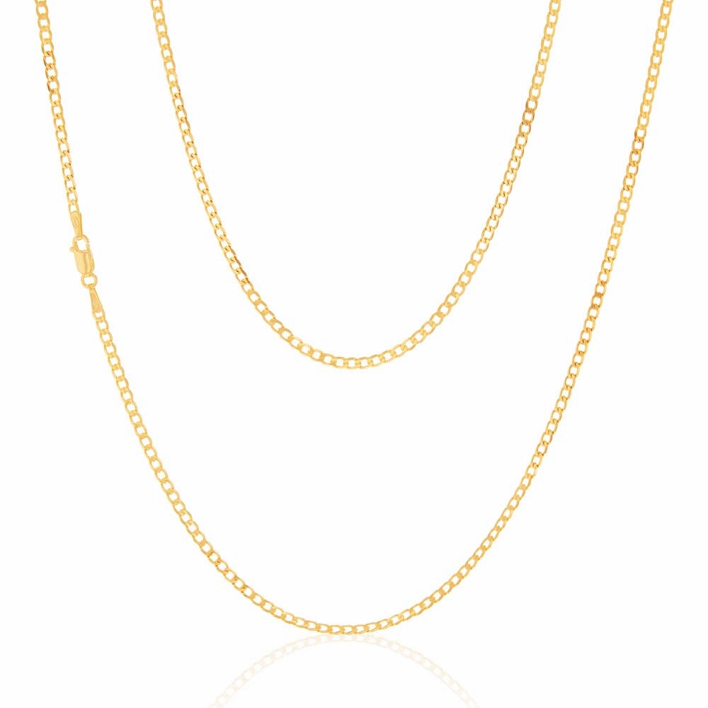 9ct Yellow Solid Gold 60 Gauge Curb 55cm Chain