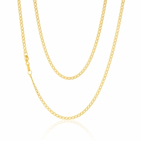 9ct Yellow Solid Gold Double Curb 30 Gauge Diamond Cut 45cm Chain