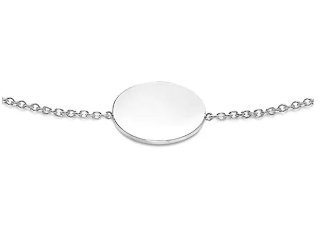 9K White Gold Solid Mini Disc Bracelet 18cm 1cm
