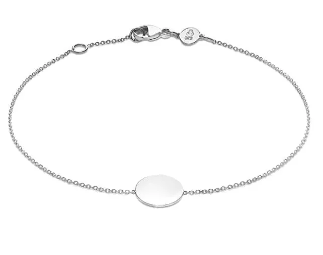 9K White Gold Solid Mini Disc Bracelet 18cm 1cm