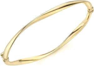 9K Yellow Gold Organic Twist Bangle 60cm