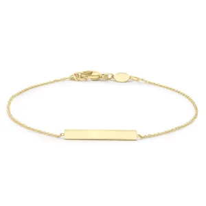 9K Yellow Gold Solid Horizontal Bar Adjustable Bracelet 18cm 1cm