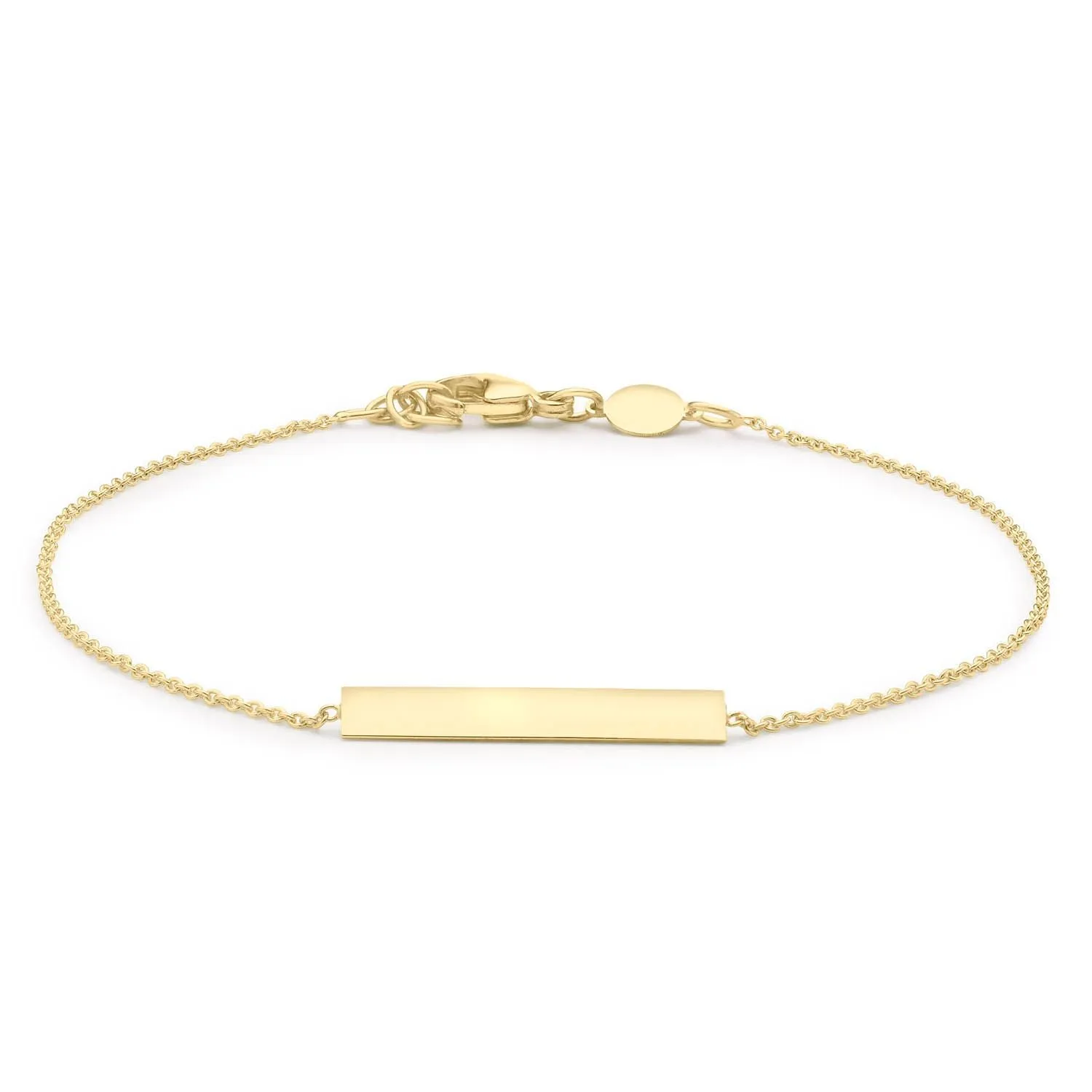 9K Yellow Gold Solid Horizontal Bar Adjustable Bracelet 18cm 1cm