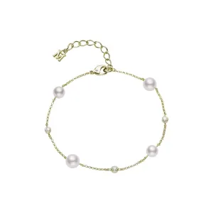 Akoya Pearl and Diamond Station Bracelet