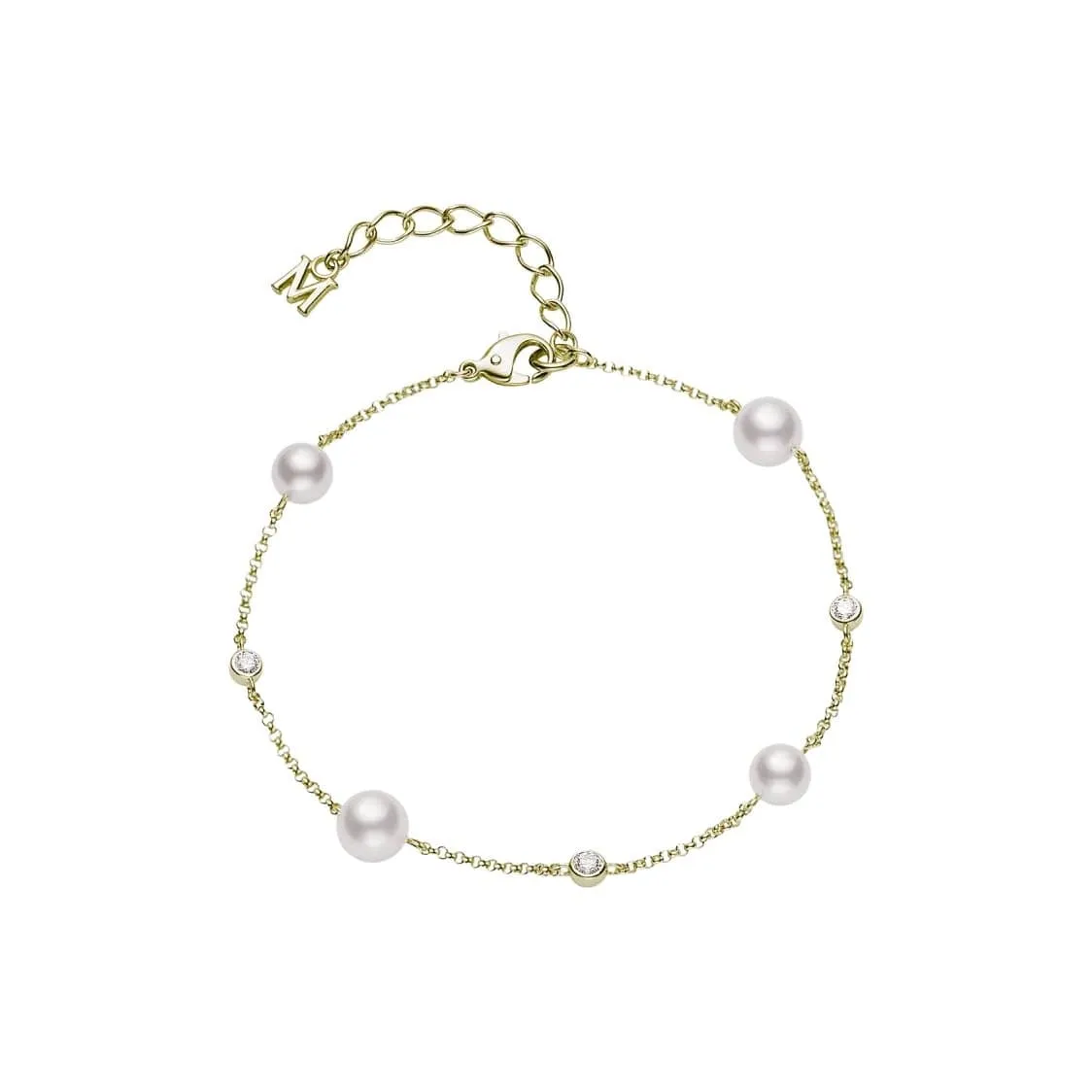 Akoya Pearl and Diamond Station Bracelet