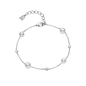 Akoya Pearl and Diamond Station Bracelet