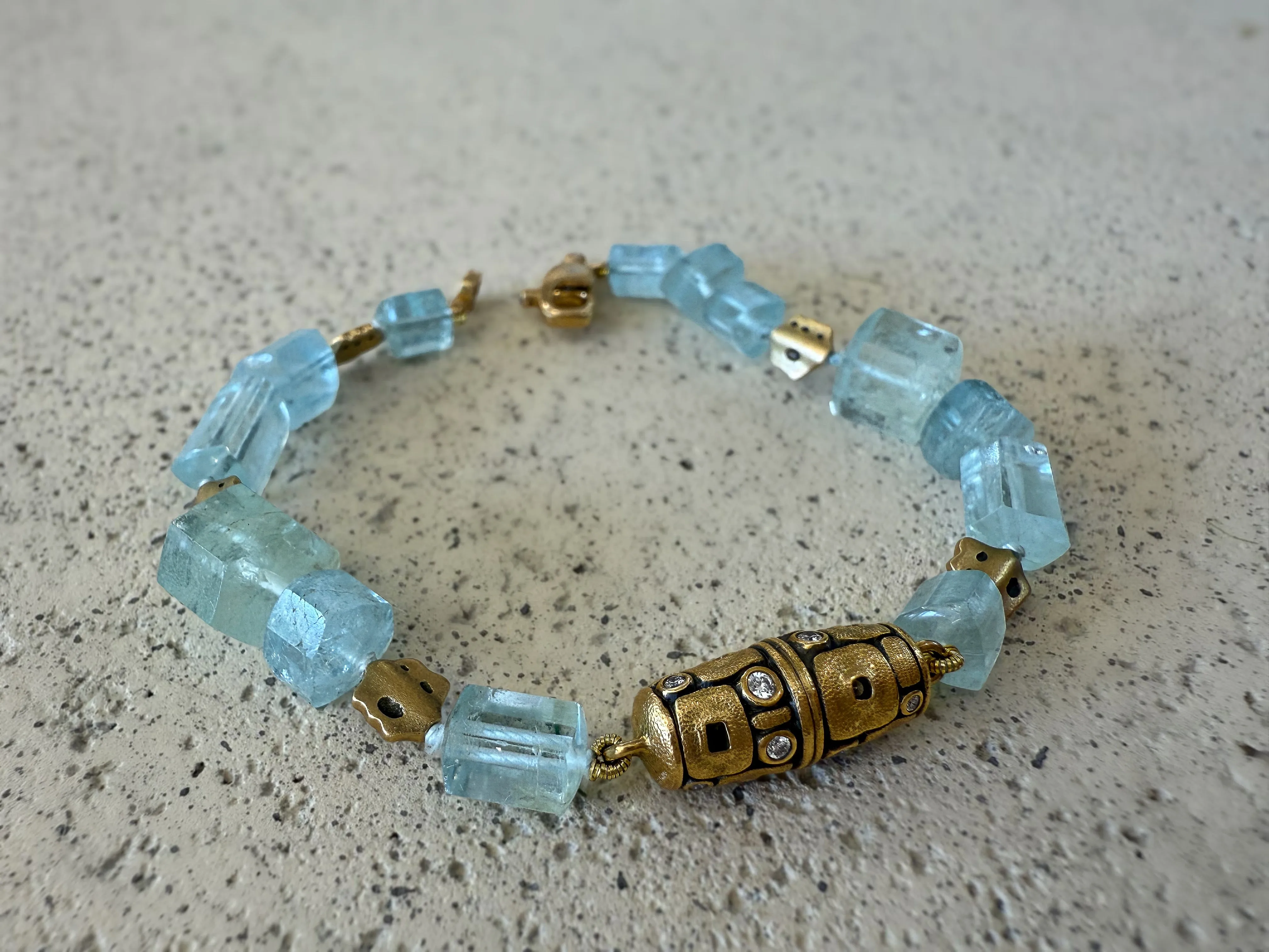 Alex Sepkus Aquamarine Beaded "Little Windows" Clasp Bracelet