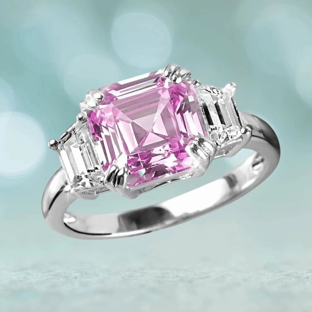 Asscher Pretty In Pink Ring