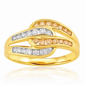 Australian Diamond 9ct Yellow Gold 1/2 Carat TW Loop Diamond Ring