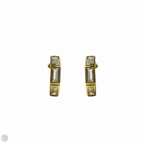 Baguette CZ Gold Over Sterling Small Hoop Earrings  By Unbranded