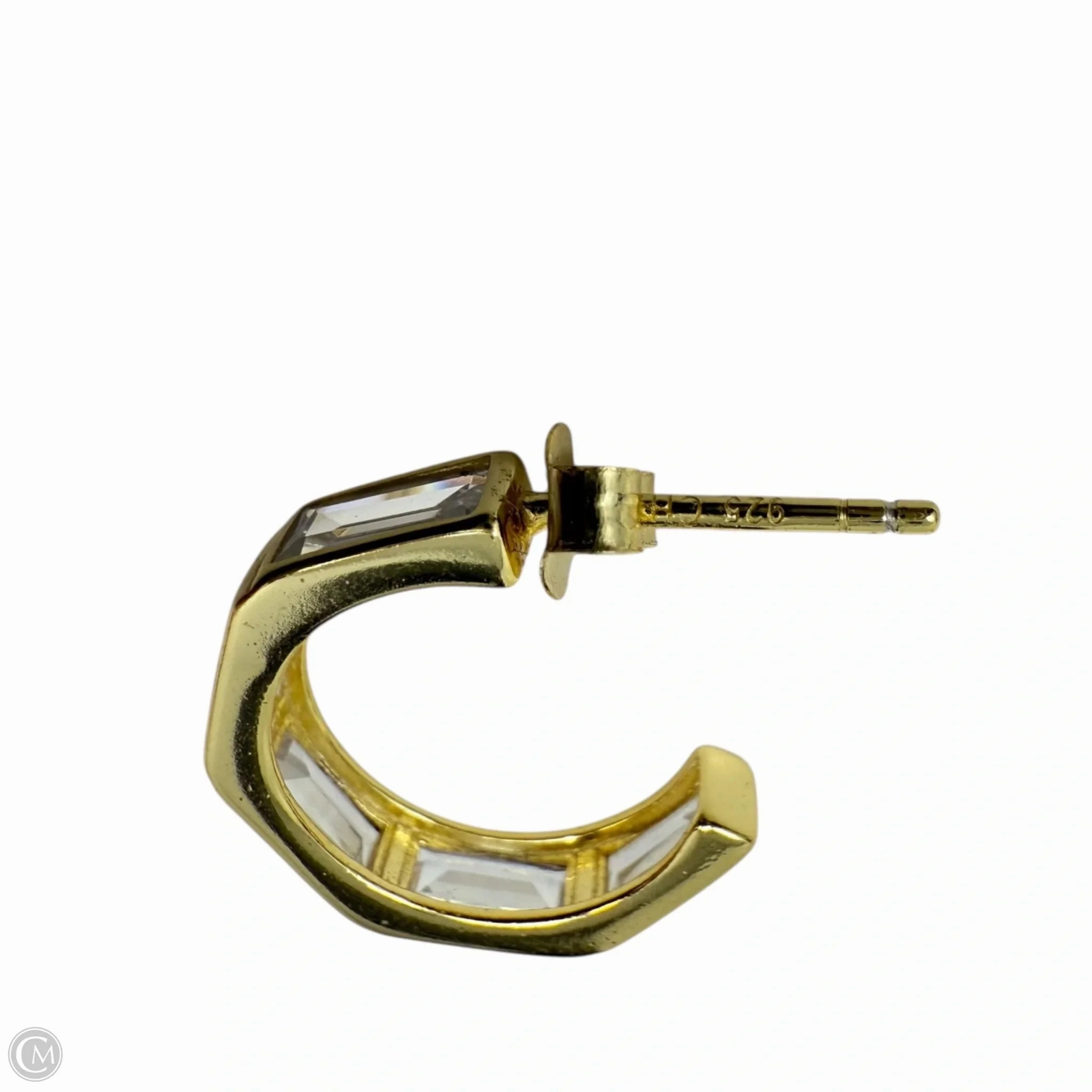 Baguette CZ Gold Over Sterling Small Hoop Earrings  By Unbranded