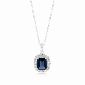 Blue And White Zirconia Pendant On 42 3cm Chain