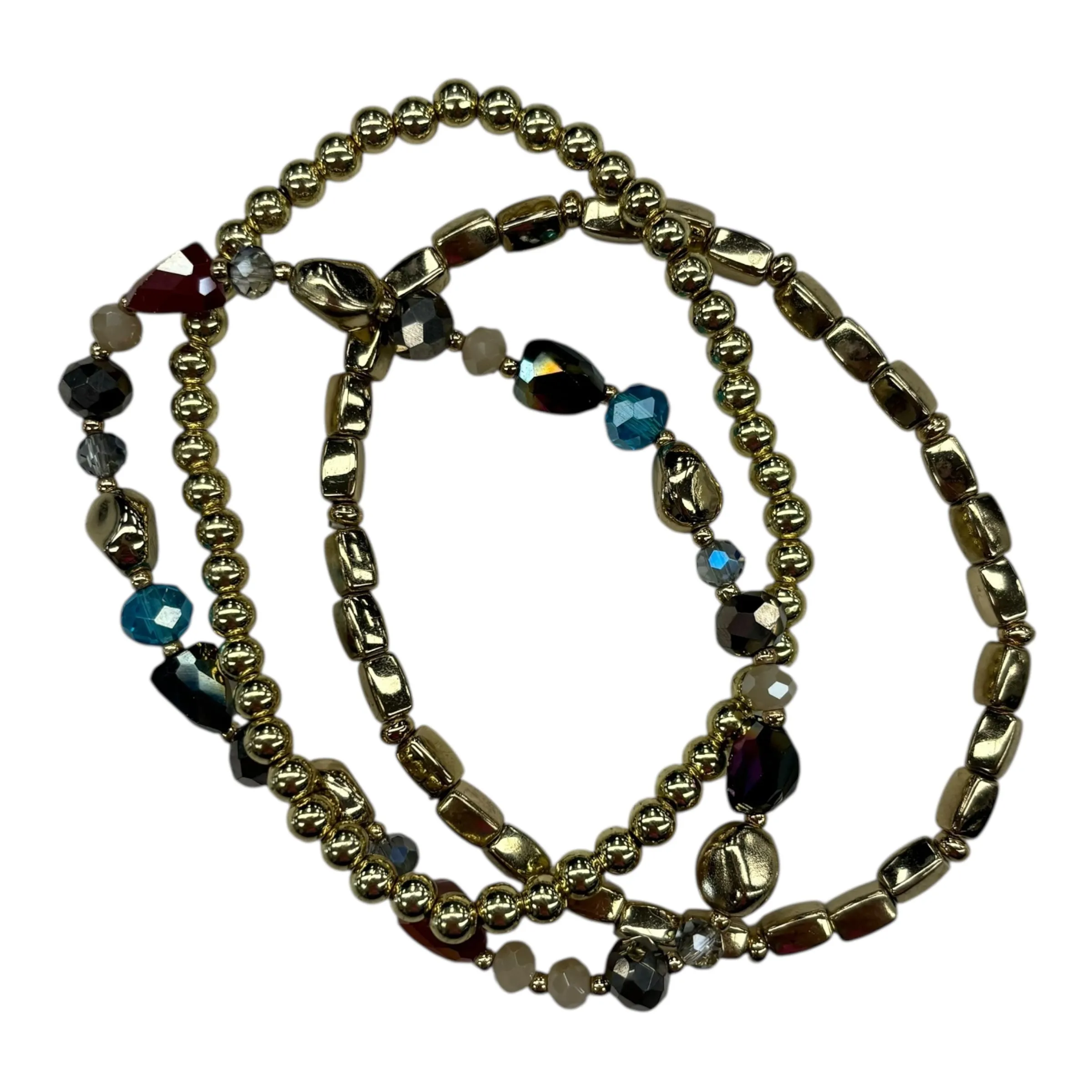 Bracelet Beaded By Clothes Mentor In Gold, Size:03 Piece Set