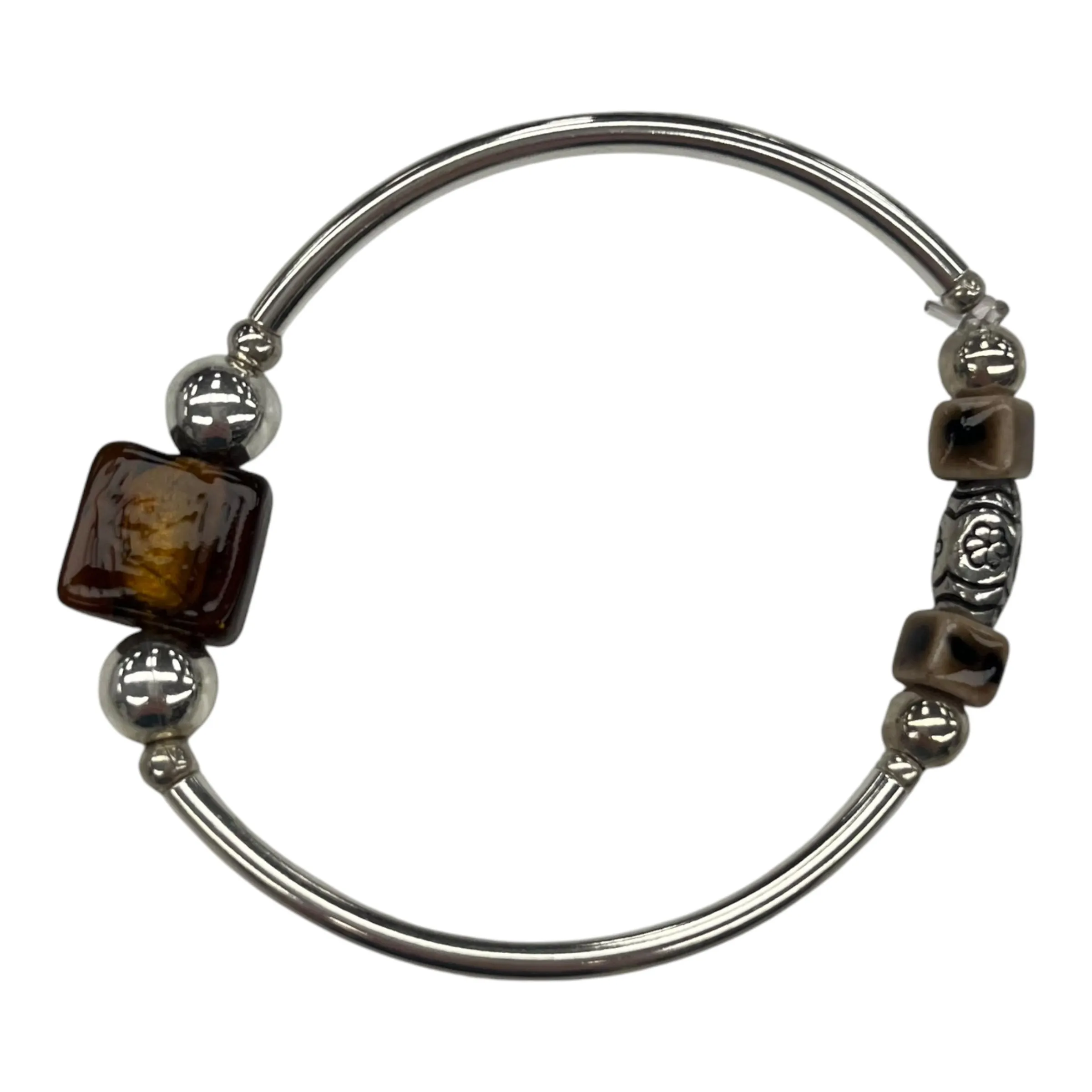 Bracelet Beaded By Cmf In Brown & Silver