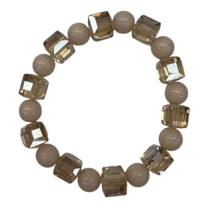 Bracelet Beaded By Plunder In Pink & Tan