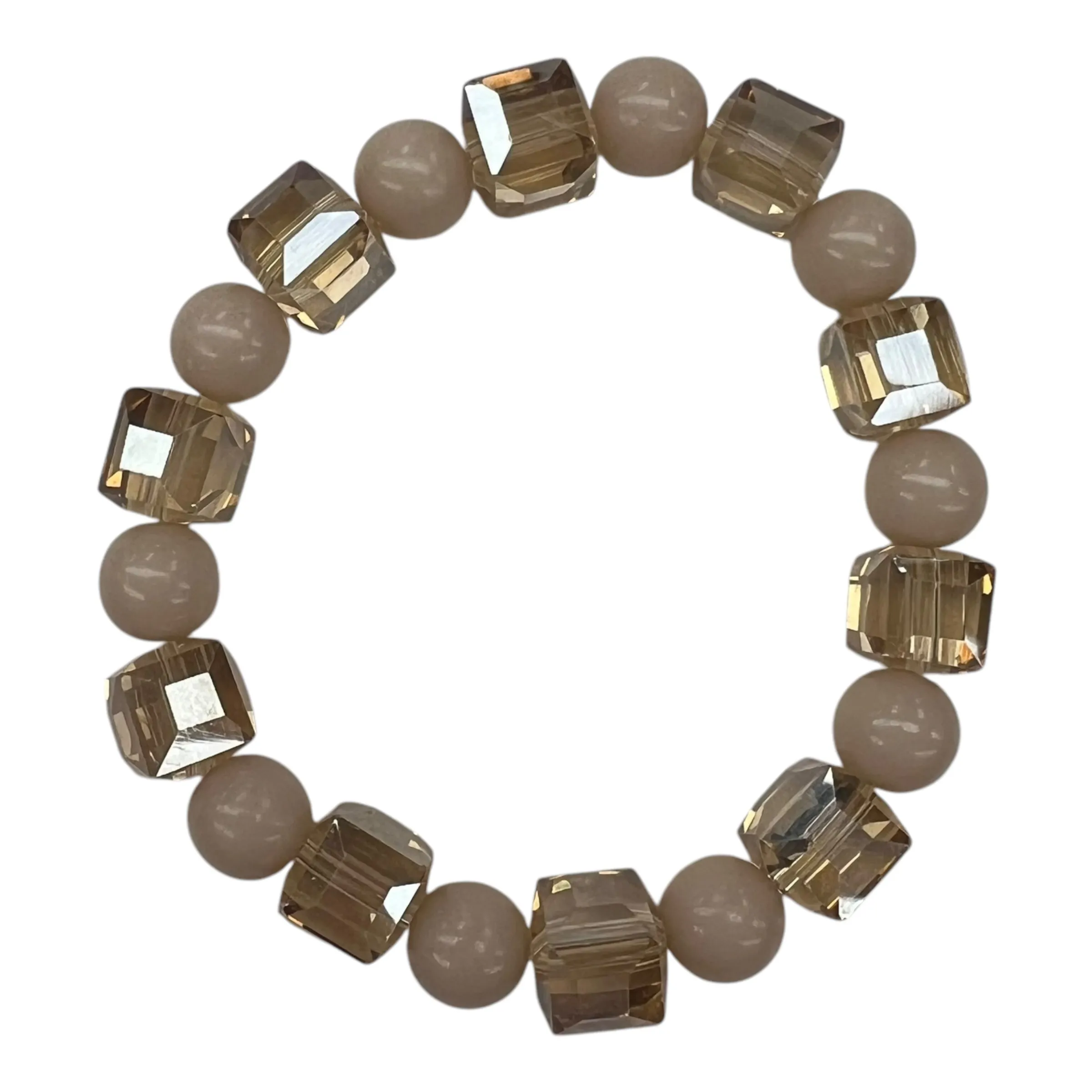 Bracelet Beaded By Plunder In Pink & Tan