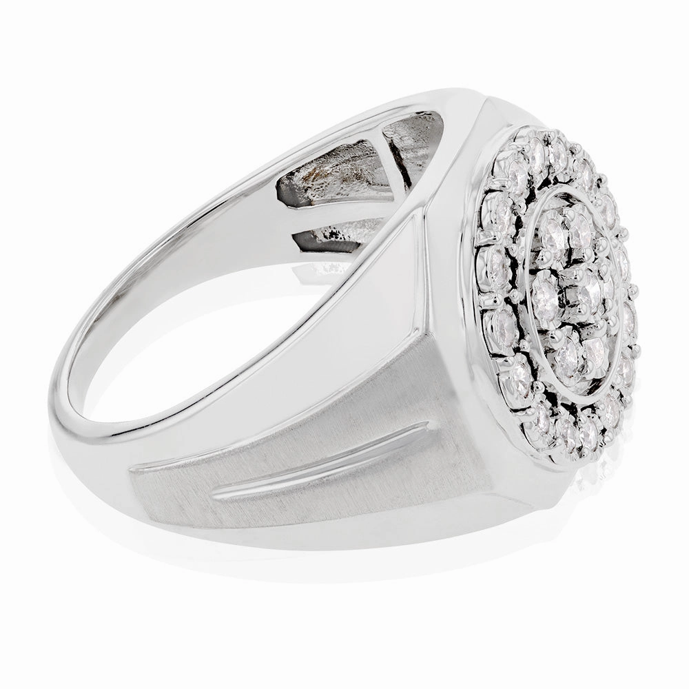 Brilliant Cut Diamonds Gents Ring in Sterling Silver