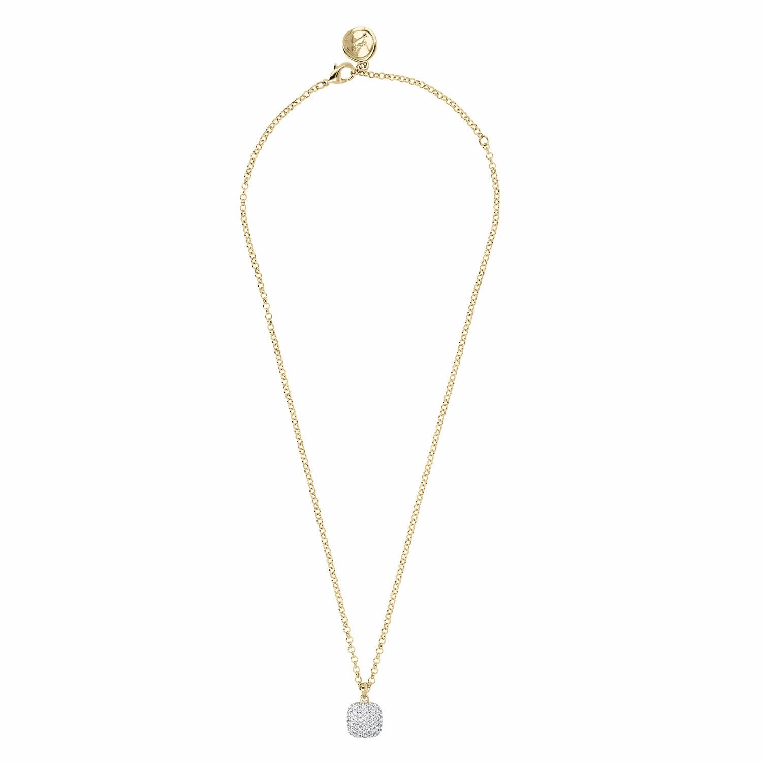 Bronzallure Gold Plated Sterling Silver CZ Square Pendant on 41cm Chain