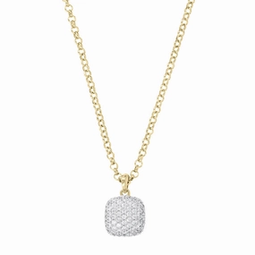 Bronzallure Gold Plated Sterling Silver CZ Square Pendant on 41cm Chain