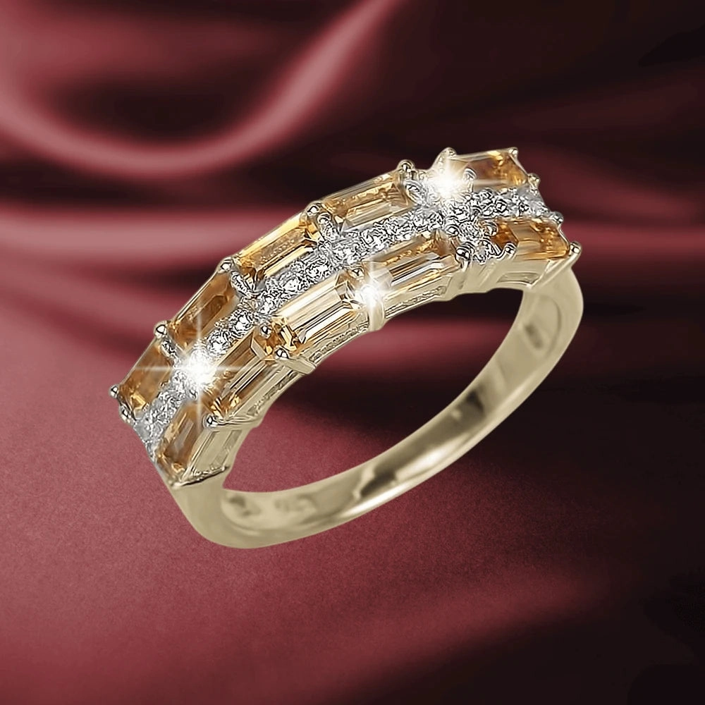 Citrine Star Cross Ring