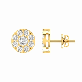 Cluster Diamond Stud Earrings With 0.33ct Diamonds In 9K Yellow Gold