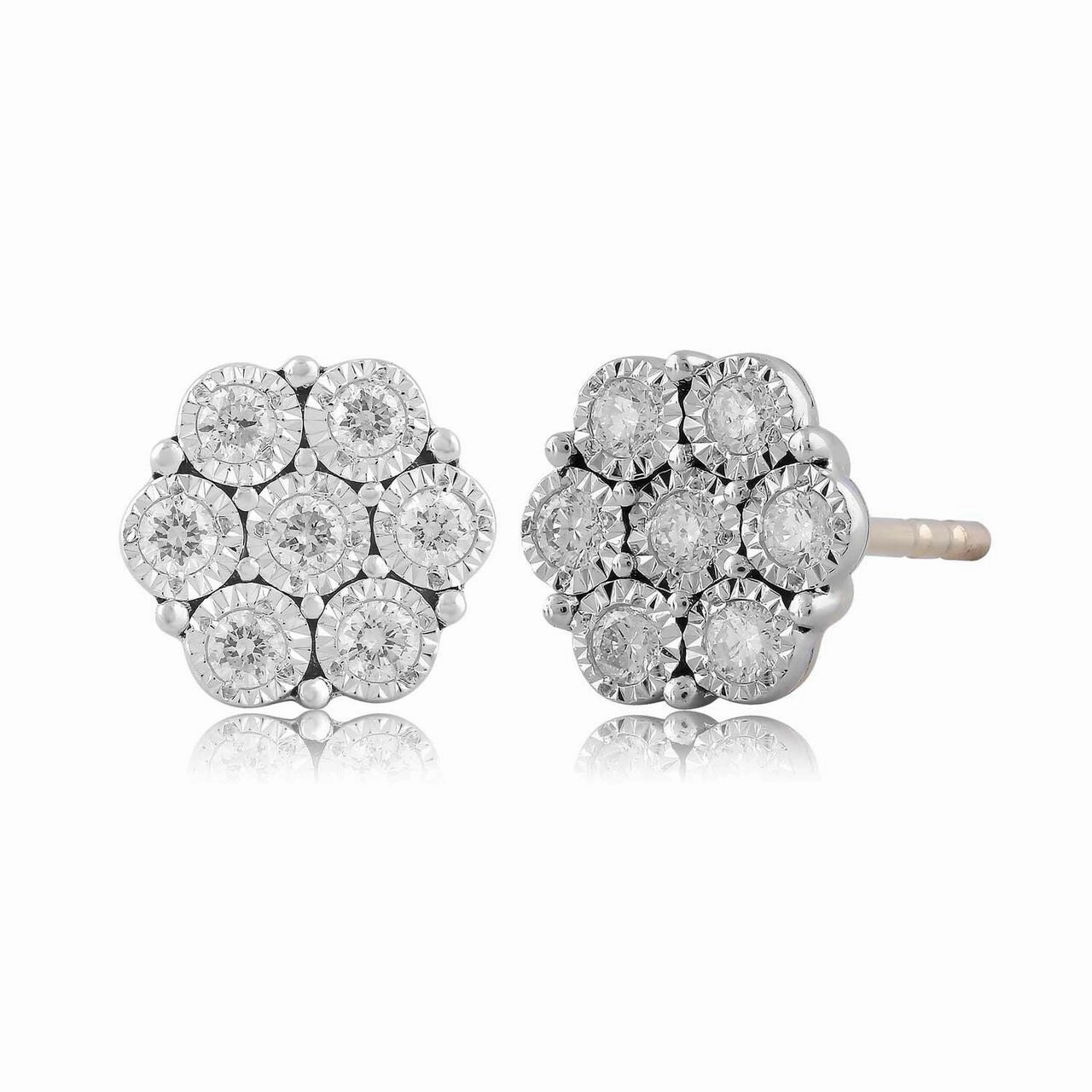 Cluster Earrings With 0.25Ct Diamondin 9K Yellow Gold