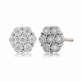 Cluster Earrings With 0.25Ct Diamondin 9K Yellow Gold