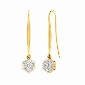 Cluster Hook Diamond Earrings With 0.50ct Diamonds In 9K Yellow Gold
