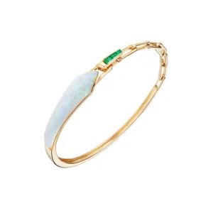 Crystal Haze Shard Slimline Linked Bracelet in White Opalescent with Emeralds
