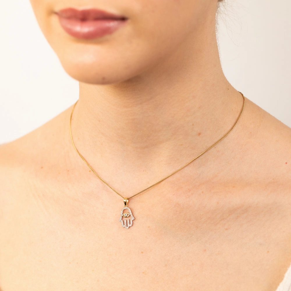 Cubic Zirconia Evil Eye Pendant in 9ct Yellow Gold