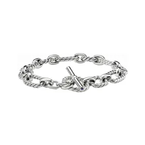 Cushion Link Chain Bracelet with Blue Sapphires