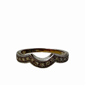 CZ & Sterling Silver Guard Band Ring By Unbranded