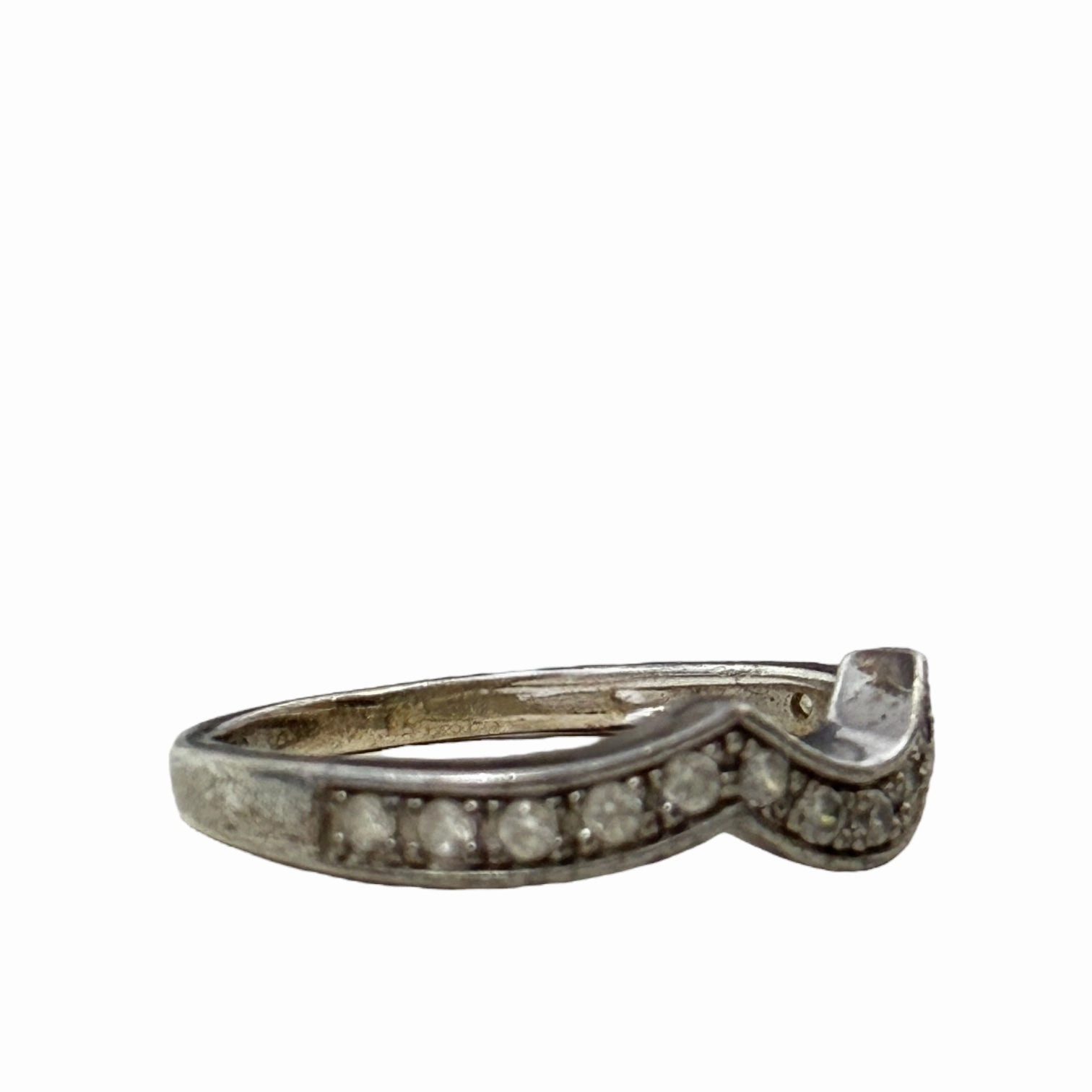 CZ & Sterling Silver Guard Band Ring By Unbranded