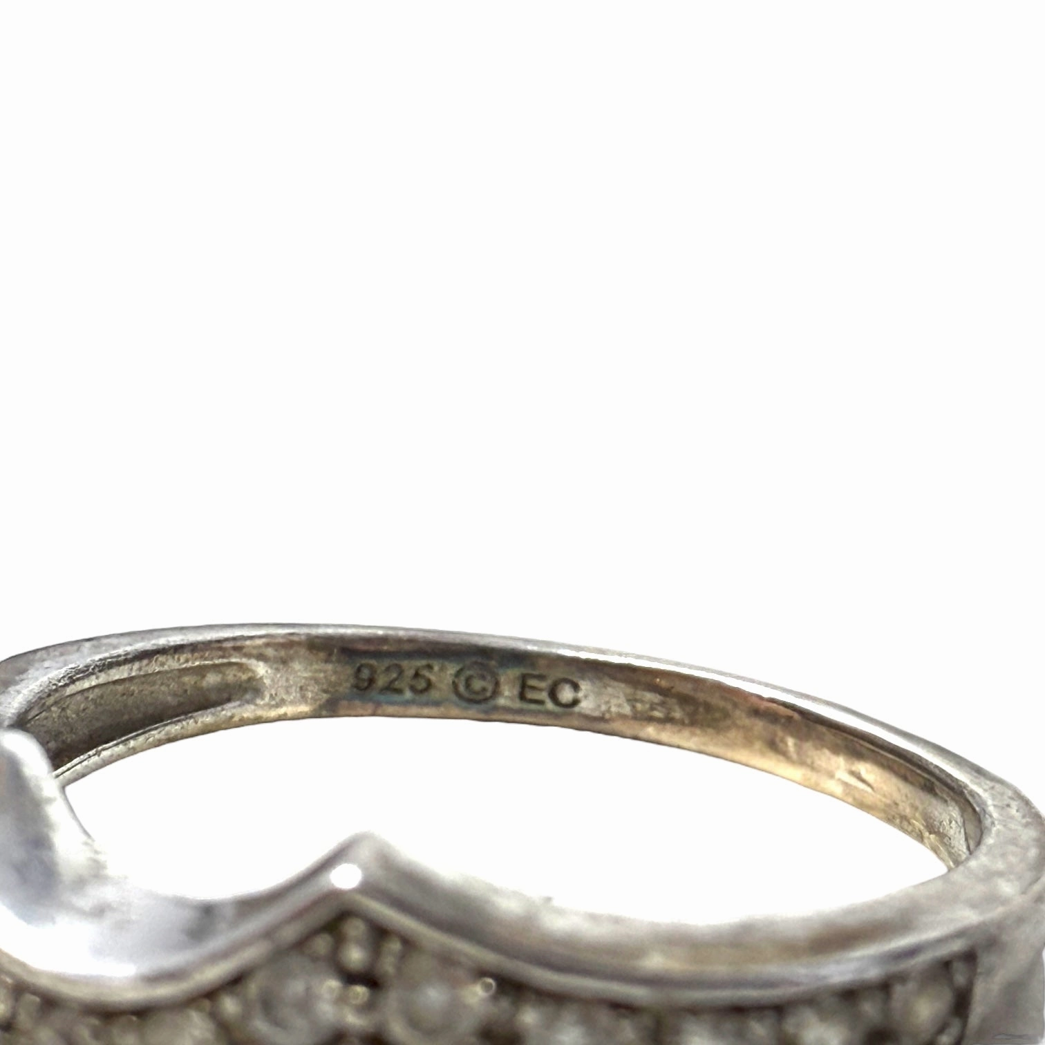 CZ & Sterling Silver Guard Band Ring By Unbranded