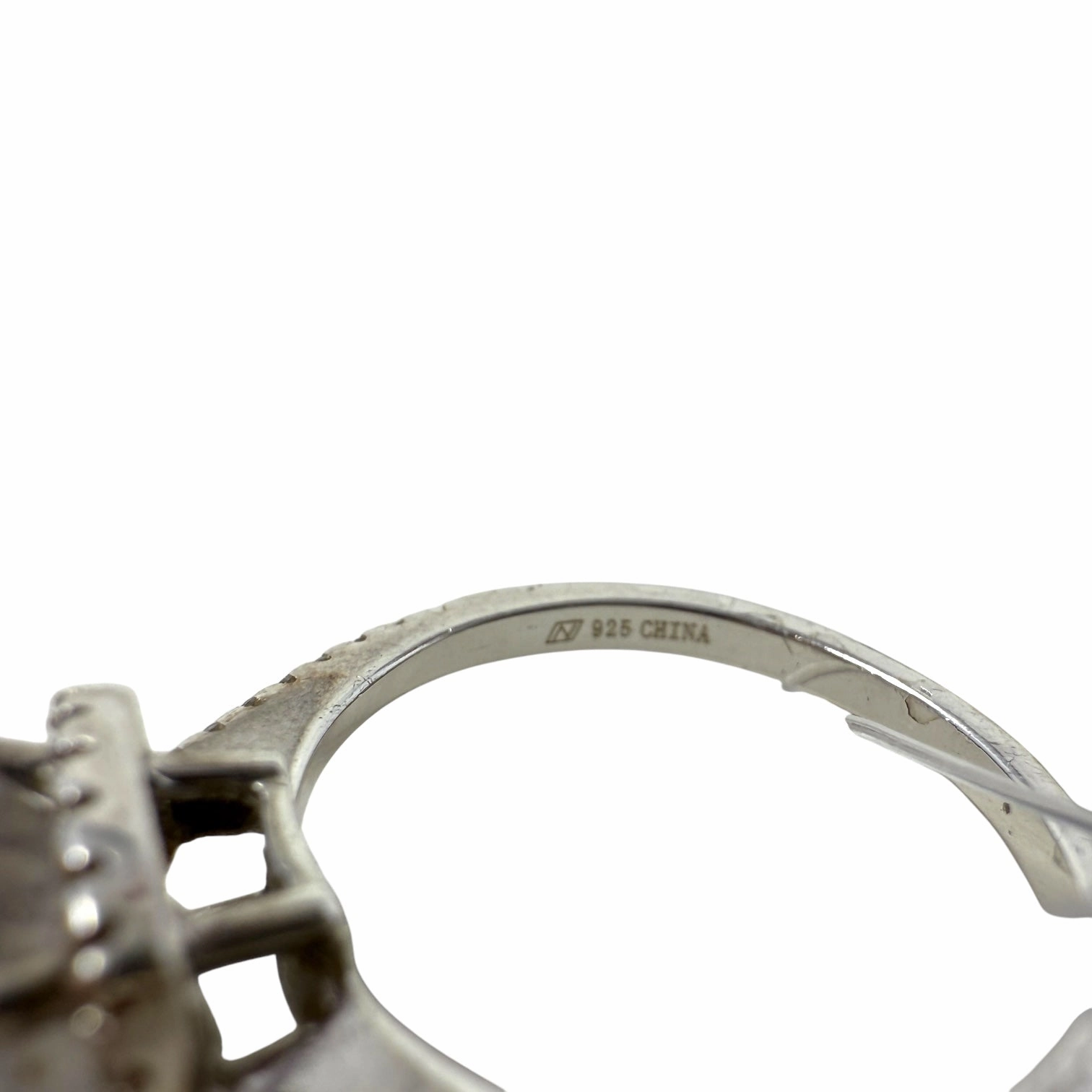 CZ & Sterling Silver Halo Ring By Unbranded, Size: 7